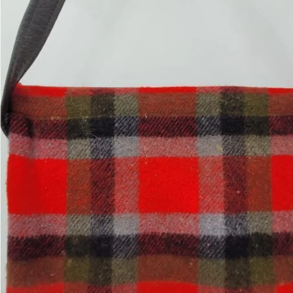 Vintage Plaid Tassel Fringe Wool Adjustable Cross Body Blanket Bag Handbag Purse